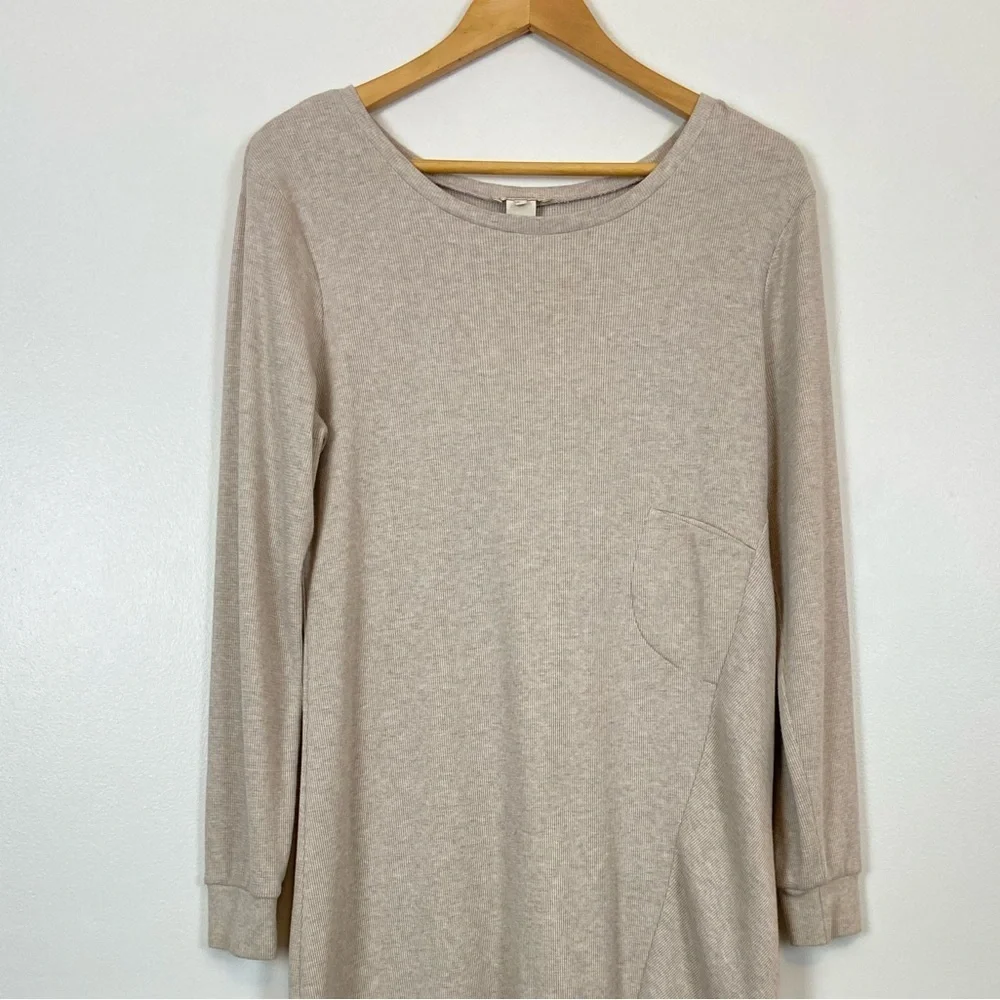 Sundance Thea Cream Asymmetrical Hem Long Sleeve Thermal Knit High Low Dress - Picture 13 of 13